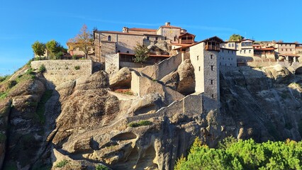 Serene morning in impressive Meteora monasteries. Central Greece