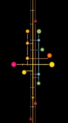 Minimalist and colorful city train transit map featuring seven small circle stations, simple design emphasizing clarity, easy navigation, and modern urban transportation concept.