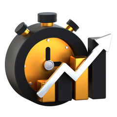 Investment Plan 3D Icon Black and Gold Style