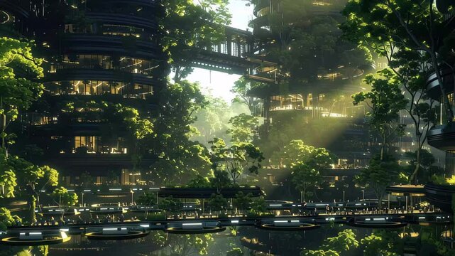 Exploring a vibrant city of the future where nature and technology coexist harmoniously, The city of the future is a place where technology and nature coexist in harmony