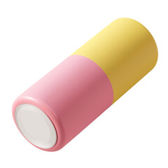An illustration of a cylindrical battery with pink and yellow colors, simple in shape and bright in color, the PNG transparent background makes it suitable for various design scenarios.