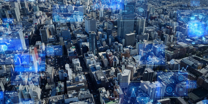 都市、DX、社会、IT、テクノロジー、未来、建設、不動産、経済、金融、経営、戦略、マーケティング、統計、分析、UX、GUI、ICT、ERP、サイバー、情報、データ、データドリブン、テック、交通、インフラ、道路、設計、産業、ビジネス、ネットワーク、開発、システム、クラウド、AI、モビリティ、デザイン、ビル、空撮、ドローン、俯瞰、企業、デジタルトランスフォーメーション、横長、バナー、コピースペース、広 - Powered by Adobe