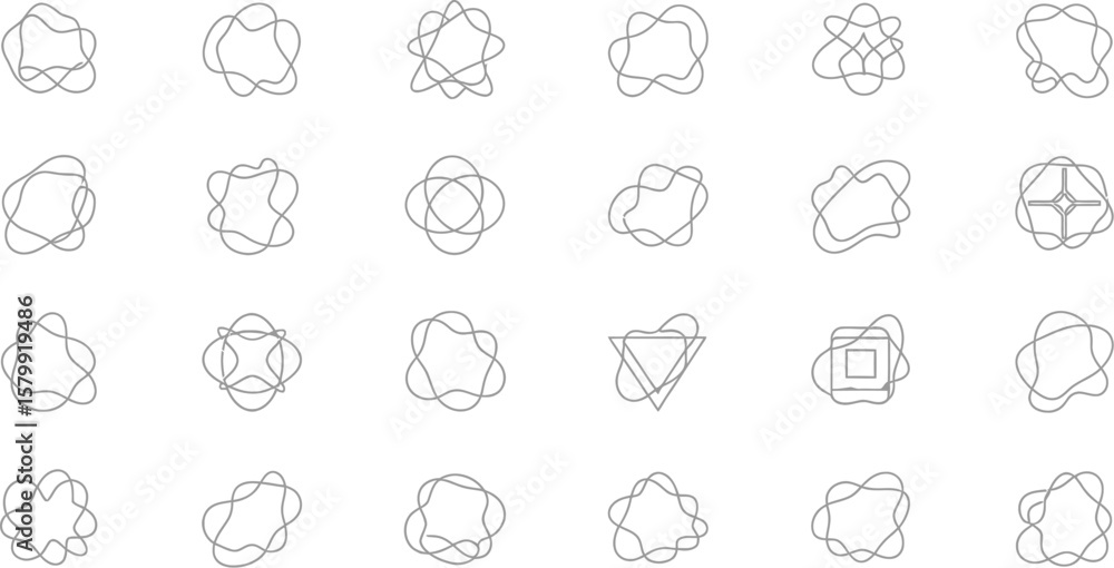 Poster vector art of a collection of abstract geometric shapes isolated on white background, perfect for ad