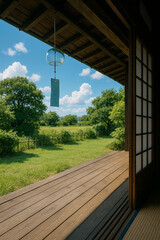 Japanese summer landscape with wind chimes