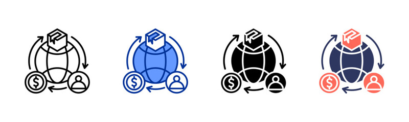 Obraz premium International Trade icon sheet multiple style collection