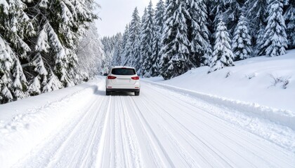Snowy road with SUV