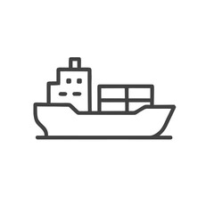 Minimalist Vector Illustration of a Cargo Ship Maritime Transport and Global Commerce Theme Artwork Depicting International Trade