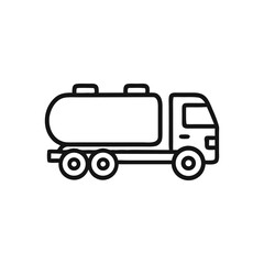 Simple Outline Drawing of a Tanker Truck Silhouette with Black Lines on a White Background Depicting Industrial Transportation