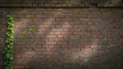 Weathered and graffiti-covered brick wall with a rugged, aged texture and grunge aesthetic