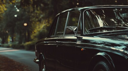 Fototapeta premium Classic black car exterior