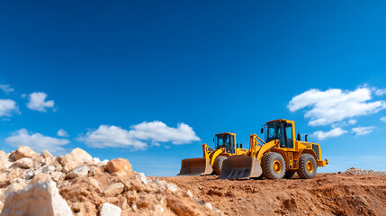 Obraz premium p3685236 191 Two heavy duty wheel loaders, isolated for design and available for rent for various projects. Construction equipment for earthmoving. 28709217 1