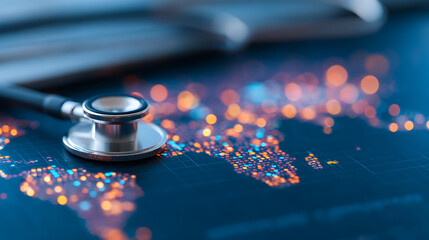 p3685236 198 A close-up view of a stethoscope on a digital world map with data visualizations highlighting advancements in global healthcare technology 67022141 1