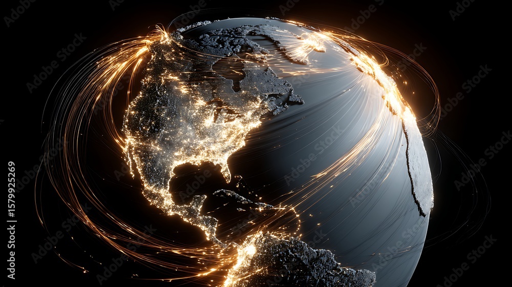 Poster world connection with light streams