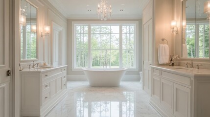 Fototapeta premium Sophisticated bathroom design with elegant furnishings and minimalist layout