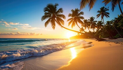 Fototapeta premium Tropical sunset beach scene (9)