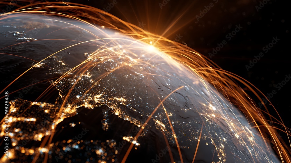 Aufkleber earth communication network data connection global coverage