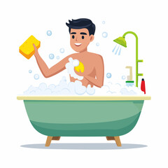 Naklejka premium boy taking a bath