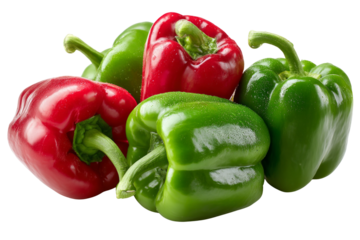 A bunch of green and red peppers