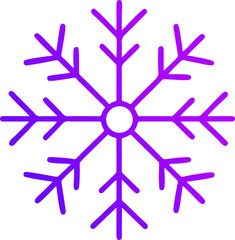 Stylized purple snowflake icon with gradient isolated on transparent background