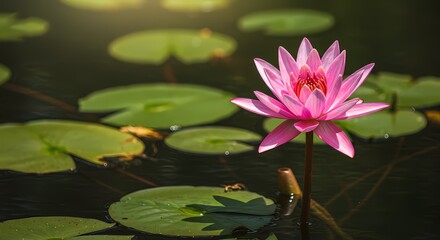 Pink Lotus and Lotus Leaves