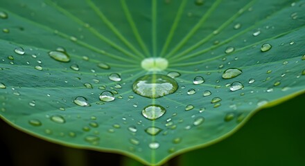 Fototapeta premium Water Drops on Lotus Leaf