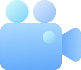 Stylized blue gradient video camera icon isolated on transparent background