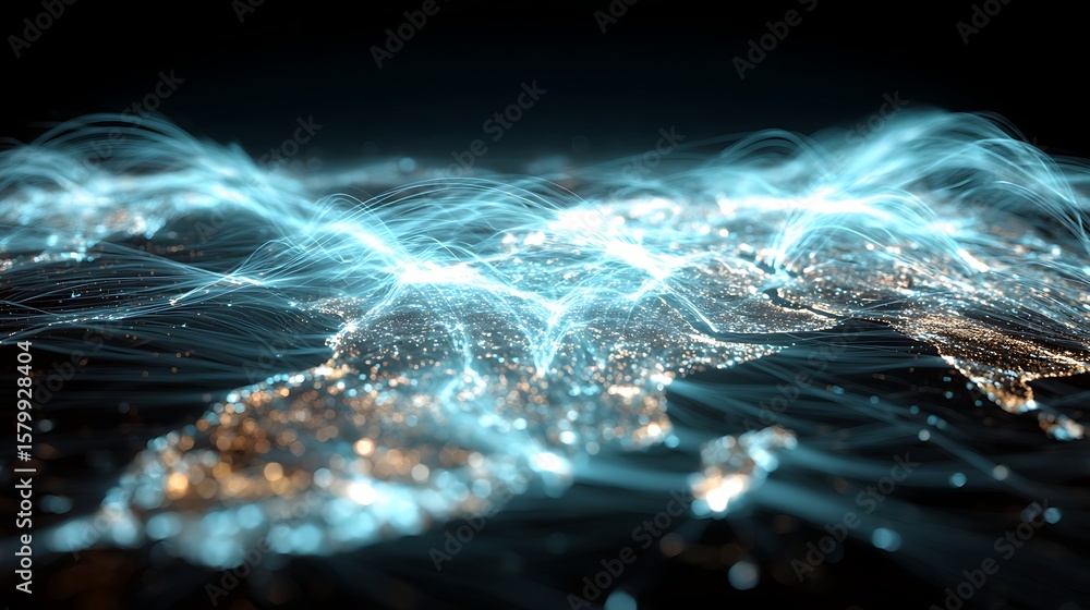Poster global network connectivity with glowing lines