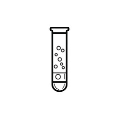 Transparent lab test tube, bubbles, outline, healthcare, science, minimal, liquid