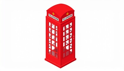 Classic Red British Telephone Booth - Iconic Public Communication Structure