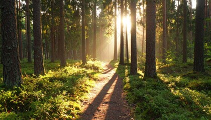 Obraz premium Sunlit forest path (5)