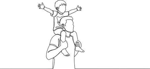 Father and son line art illustration vector design for fathers day card or poster design template idea