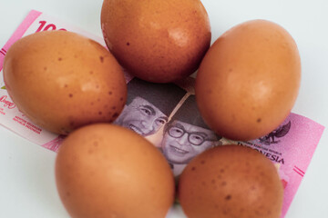Eggs with Indonesian Rupiah – Concept of Food Inflation and Rising Living Costs