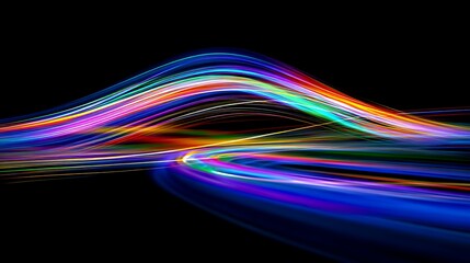 Abstract Light Trails on Black Background