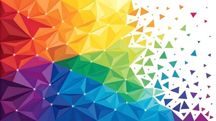 Colorful Polygonal Geometric Gradient with Triangle Dispersal – Abstract Rainbow Background