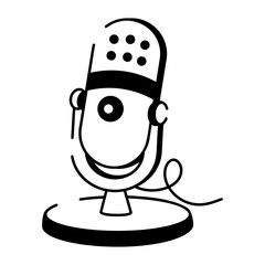 A hand drawn style icon showing podcast microphone
