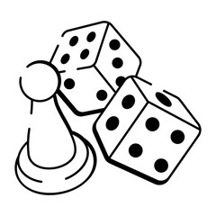 A doodle style icon showing ludo dice

