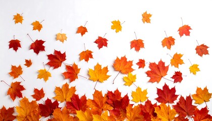 Fototapeta premium Autumn leaves on white background