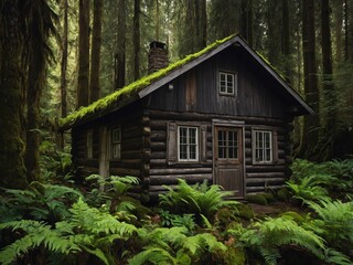 Abandoned Wooden Cabin in Forest