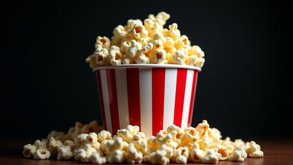 Classic Movie Popcorn in Striped Bucket