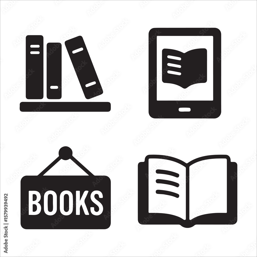 Poster book icon collection in modern vector style for digital and web use