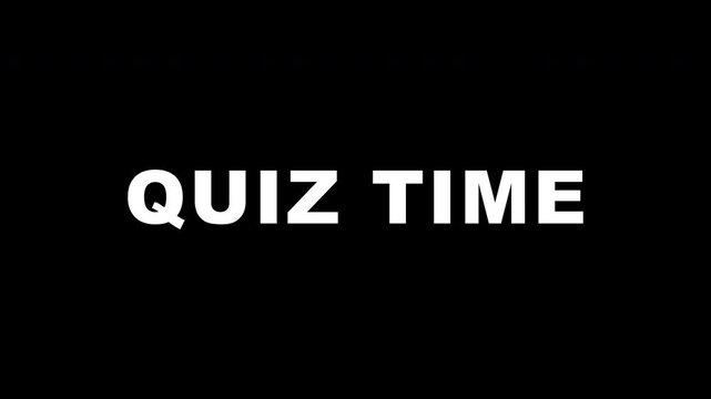 Animated Quiz Time text with smoky fog reveal on black background. Designed for suspenseful trivia or spooky educational clips.