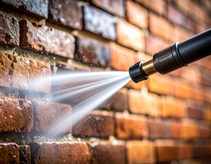 Obraz premium High-Pressure Water Jet Cleaning Vintage Brick Wall Macro Detail