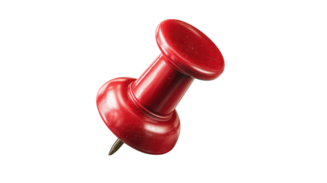 Red Push Pin on Transparent Background