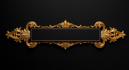 elegant black and gold pattern on a black background, centered in the middle, intricate symmetrical design, luxurious and ornate, high detail, glowing golden lines
