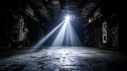 Industrial Room with Light Beam