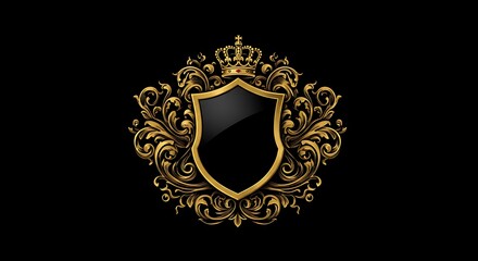 elegant black and gold pattern on a black background, centered in the middle, intricate symmetrical design, luxurious and ornate, high detail, glowing golden lines
