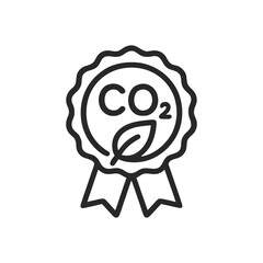 Ecological Certification Badge Carbon Neutrality Symbol Illustrating CO2 Emissions Reduction with a Leaf Emblem Emphasizing Sustainability Initiatives and Environmental Responsibility
