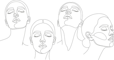 Continuous line drawing woman face vector illustration minimalist design for print and logo modern art