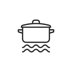 Simple Icon of Cooking Pot with Lid Steaming Over Heat Waves for Culinary Arts and Recipe Illustrations