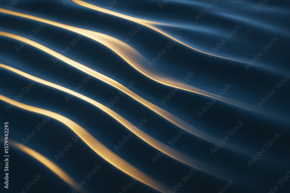 Poster abstract golden light waves flowing over smooth dark surface in elegant pattern as modern background
